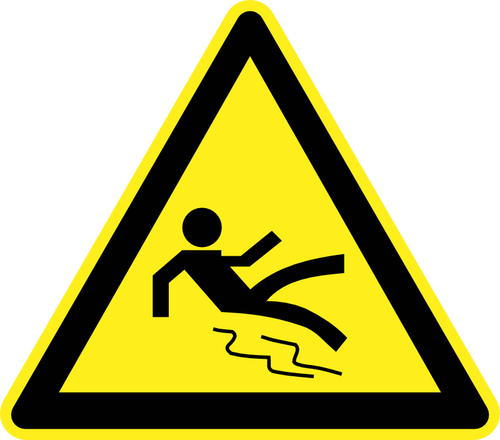 Sinal de aviso de perigo piso escorregadio vector imagem