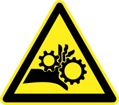 機械的粉砕の危険の警告サイン ベクトル画像