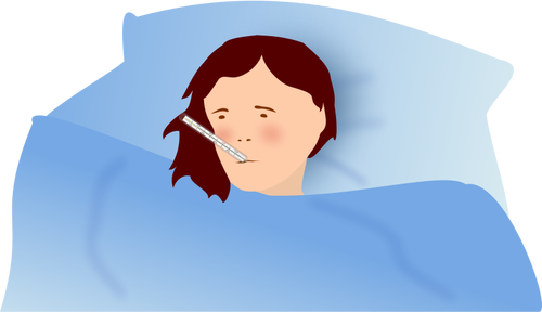 Illustrazione vettoriale di una donna febbricitante