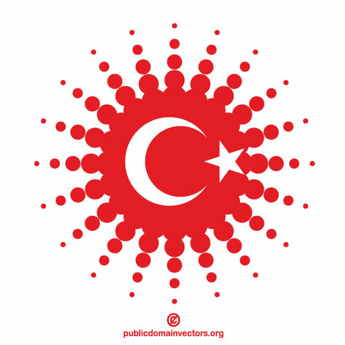 Turkish flag halftone design element