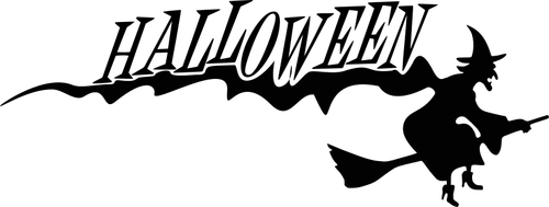 Bruxa voadora Halloween banner vector clip-art