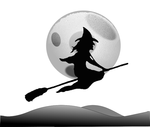 Image vectorielle silhouette de sorcière volante