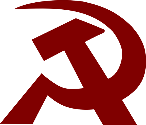 Vector image of tilted thick hammer and a sickle sign