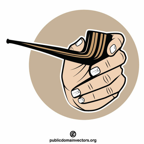 Pipe fumante dans une main