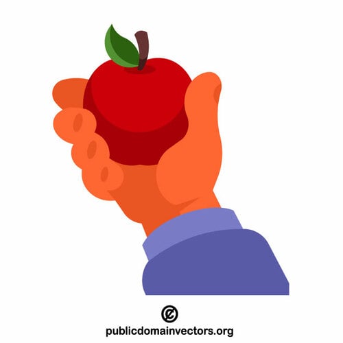 اليد مع التفاح الأحمر