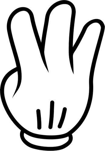 Vektorritning av en handske med tre fingrar