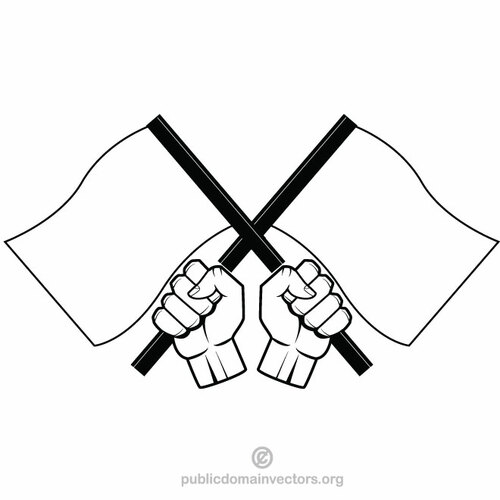 Hands holding flags