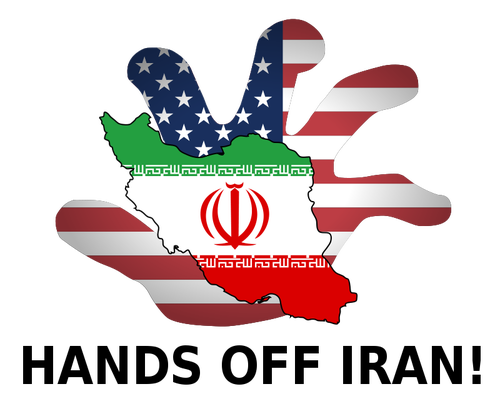 Image vectorielle de mains hors Iran affiche