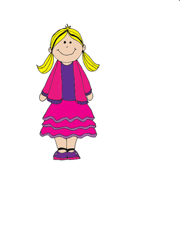 וקטור ציור של ילדה חנונית בשמלה סגולה