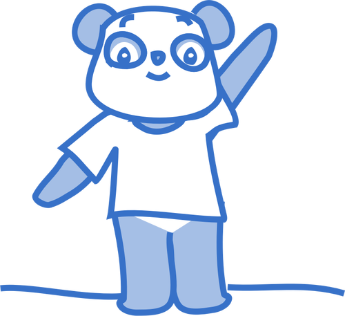 Vector afbeelding van gelukkig Panda-beeldverhaalkarakter in pastel blauw