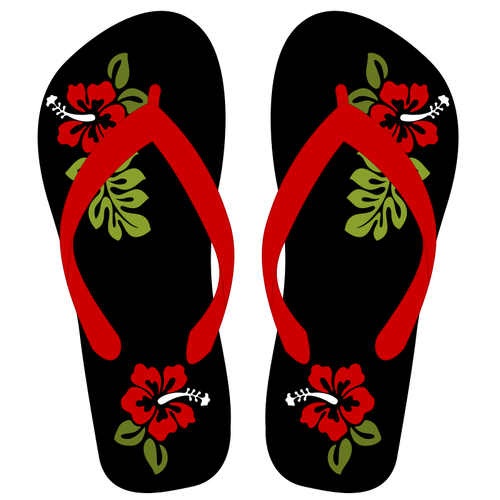 Flip-flops com ilustração em vetor padrão floral