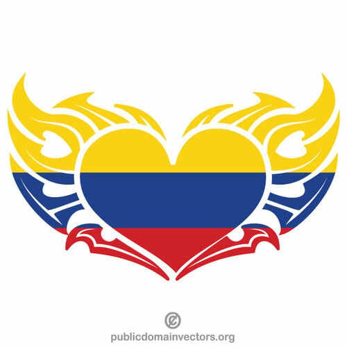 Сердце с колумбийским флагом