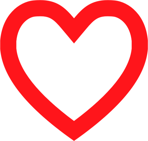 Vektor gambar hati merah dengan garis tebal