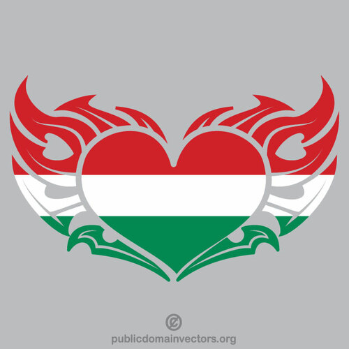 Coeur brûlant avec le drapeau hongrois