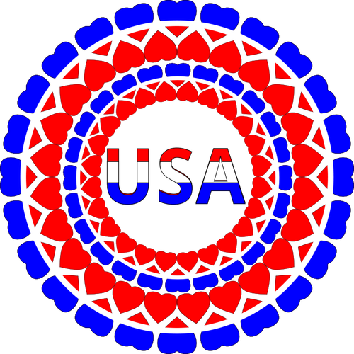Palabra USA en corazón círculos vector de la imagen