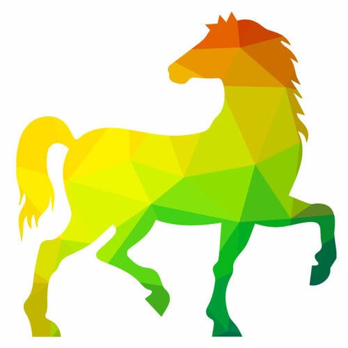 Silhueta de cavalo em cores brilhantes