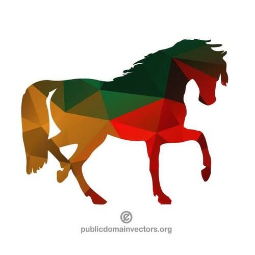 Silhueta de cavalo com padrão poligonal
