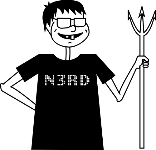 Illustrazione vettoriale di nerd con un forcone