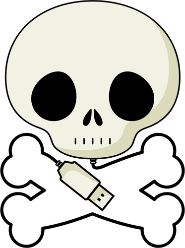 頭蓋骨 USB ケーブルのベクトル画像