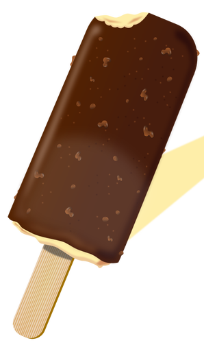 Ilustración vectorial fotorrealista de un helado de chocolate en un palo