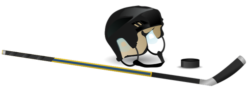Ice hockey stick, topi dan keping vektor gambar