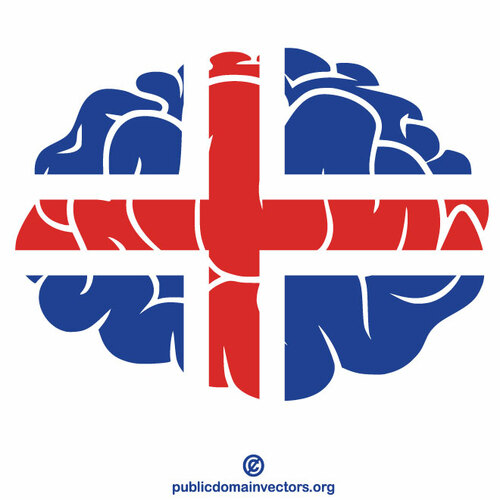 Islanda bandiera cervello silhouette