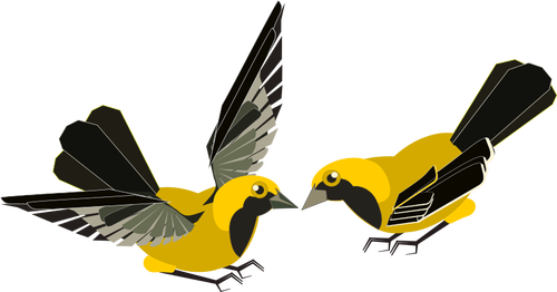 Vektori ClipArt keltaisesta ja mustasta linnusta