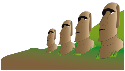Gambar dari patung-patung Moai vektor.
