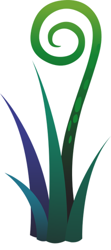 Zeichnung der blauen und grünen Farn-Anlage