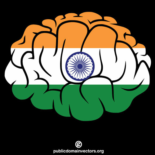 Het silhouet van hersenen Indische vlag