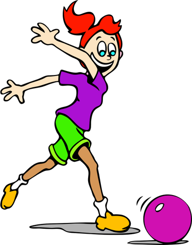 Vector illustration of happy girl chasing a ball