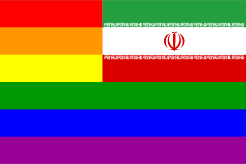 Iranska och HBT-flagga