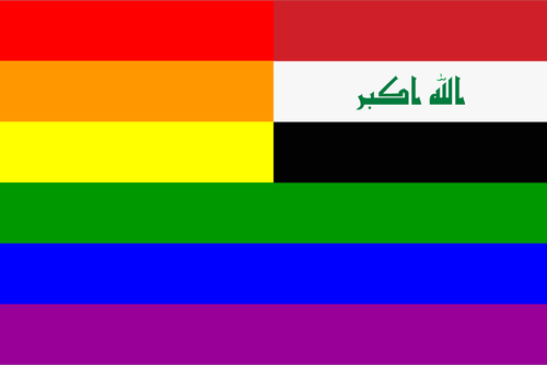 Bendera Irak dan pelangi