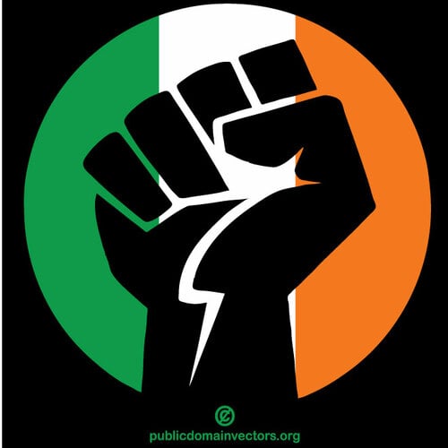 Irlannin lippu nyrkillä