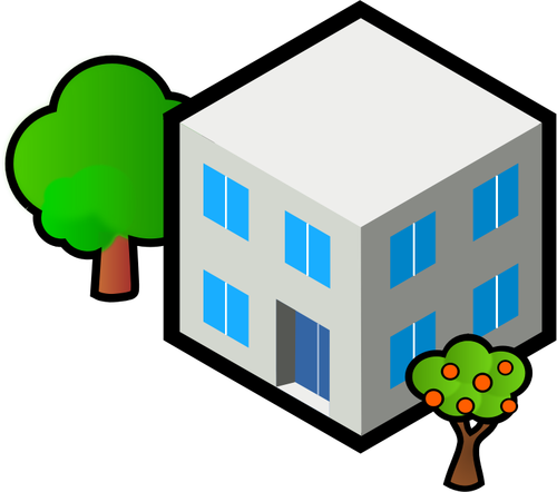 Vektorový obrázek čtvercové šedý dům