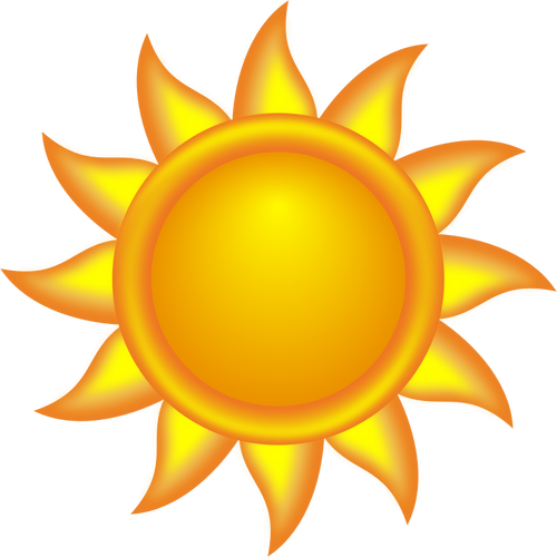 Koristeellinen hehkuva aurinko, jossa on pintoja vektori ClipArt