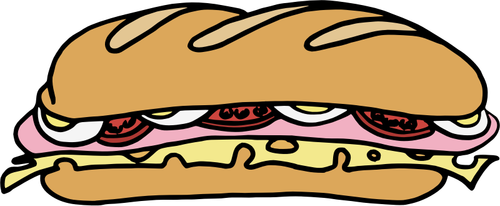 Sandwich largo en color de dibujo vectorial