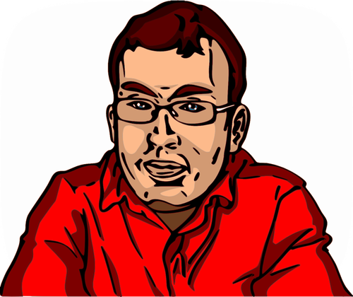 Ilustração em vetor de homem com camisa óculos e vermelho