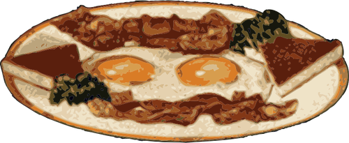 Grafika wektorowa z jaj na bekonie, serwowane