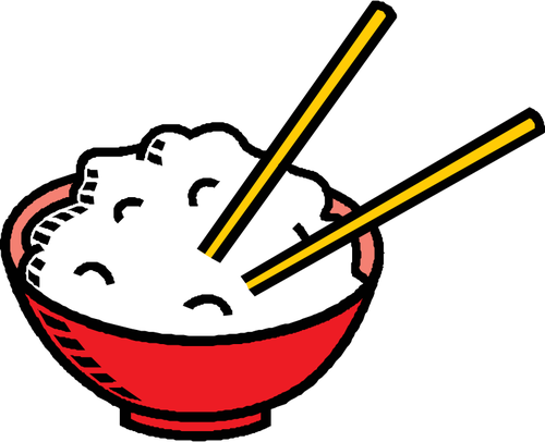 Bol de arroz con palillos vector clip art