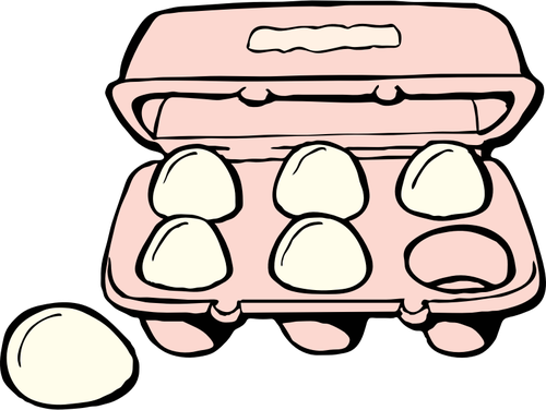 Karton seni klip vektor 6 butir telur