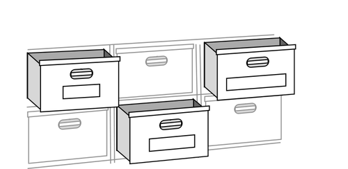Desenho vetorial de gavetas do armário de arquivo