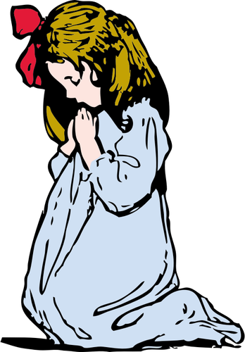 矢量图的年轻少女在祈祷着