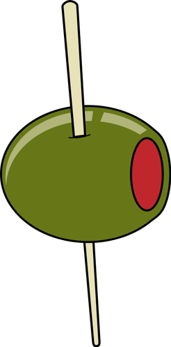 Grön oliv på en tandpetare vektor