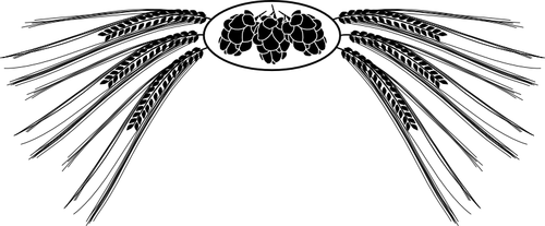 Vektorový obrázek černobílý chmel a ječmen