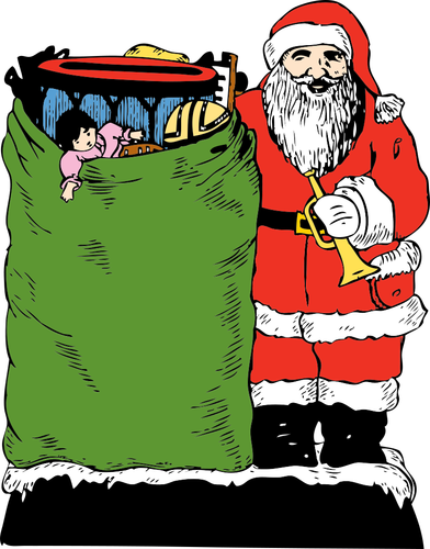 Санта-Клаус с мешком вектор