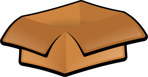 Clipart vetorial de aberto caixa de papelão com tampa de suspensão