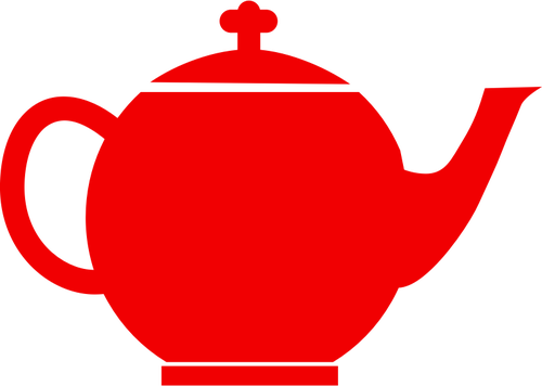 红色轮廓矢量剪贴画的茶壶