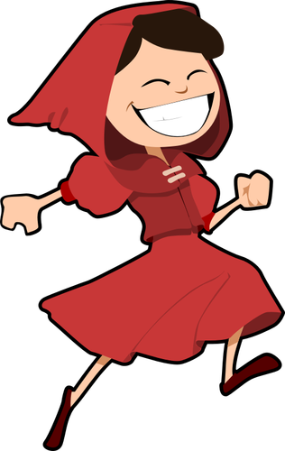 लाल वेक्टर छवि में कूद लड़की कपड़े पहने