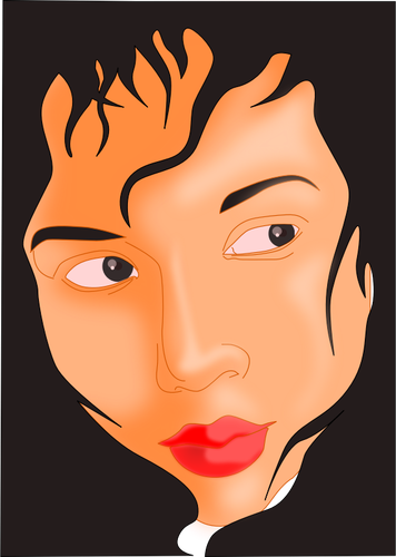 Vector graphics of girl face in a black framed box